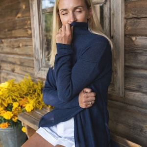 100% skin soft merino wool cardigan, Women knitwear, Simple knit merino sweater, Long relaxed open front women cardigan, Warm cardigan