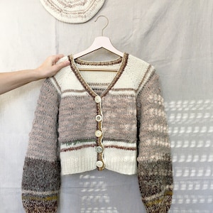 Cardigan, handcrafted, unique, handknitted, boho, sustainable knitwear, knitwear, sustainable, slow fashion, zero waste