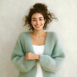 Mohair cardigan, mohair jacket hand-knitted handmade ONE SIZE