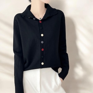 Cashmere wool button cardigan, Wool spring cosy sweater, Luxury cashmere wool jumper, Button-up chic lightweight cashmere top