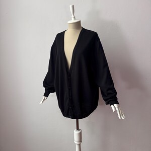 100% Merino Wool - Deep V-neck Black Knit Cardigan