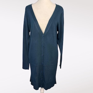 LouLou V-Neck Cardigan Sweater Tunic Wool Blend Long Sleeve Small